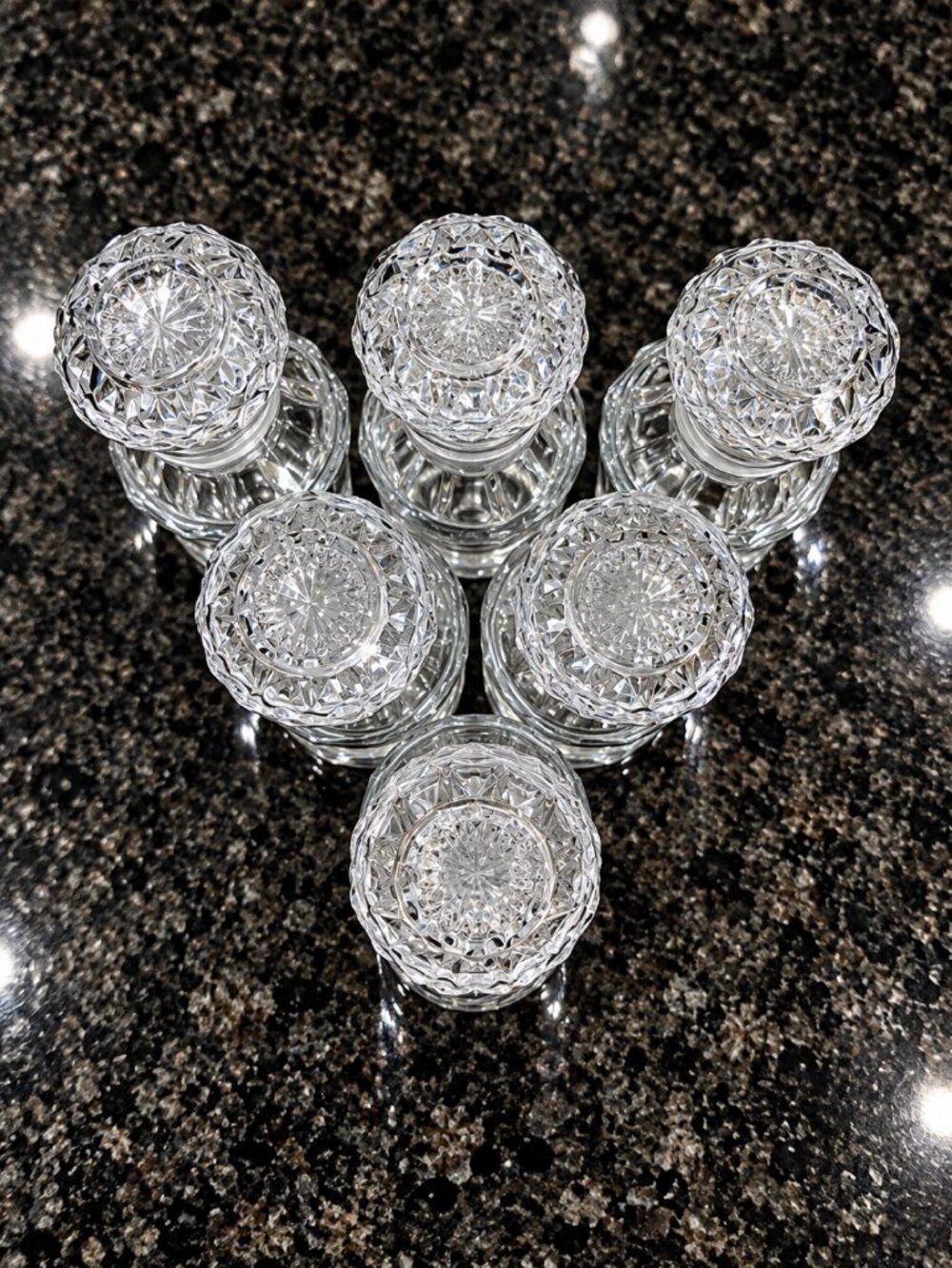 6 Mini Glass Decanter Bottles 1.7oz with Diamond Stoppers